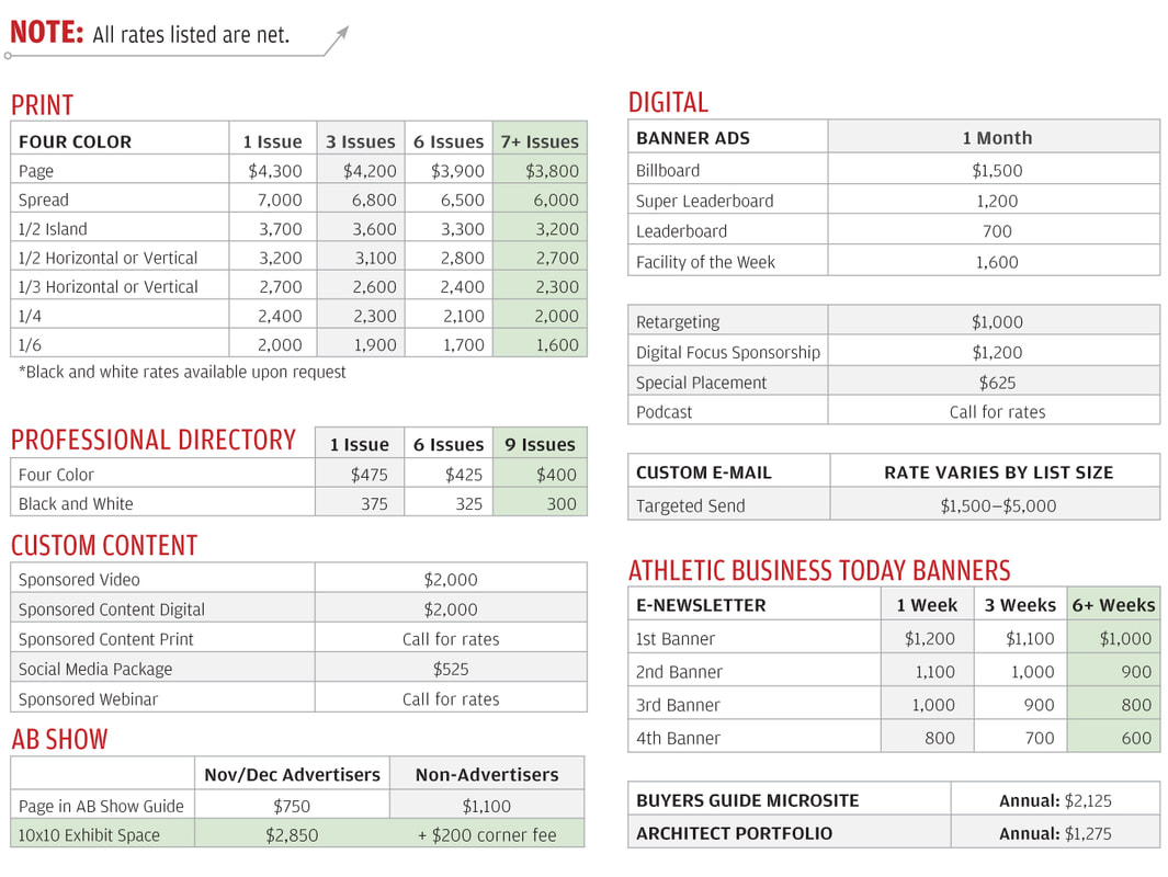 Athletic Business Rates 2017